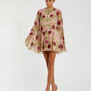 Mac Duggal Floral Embroidered Mini Dress